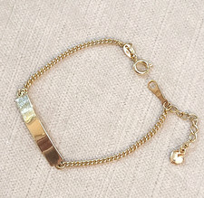 14K Yellow Gold Baby/Child  s Adjustable Curb Link Engravable ID Bracelet 2.4 gr
