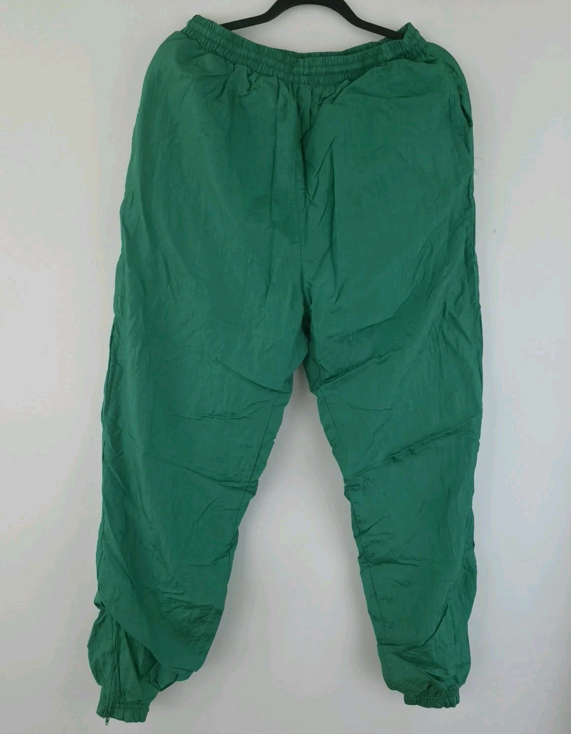 Vintage Casual Isle Windbreaker Track Pants Green Nylon 80s 90s Retro Lined XL