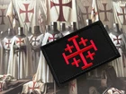 KNIGHTS TEMPLAR CRUSADERS CROSS,  JERUSALEM CROSS PATCH - HOOK & LOOP BLACK/RED