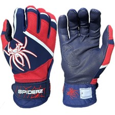 Spiderz 2025 PRO PREMIER Adult Baseball Batting Gloves - Navy/Red/White - XL