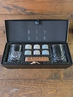 Whiskey Chilling Stones - 6 Handcrafted Whisky Granite Sipping Rocks Box 
