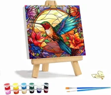 Paint by Numbers Kit for Adults with Framed,Hummingbird Flower Paint by Number D