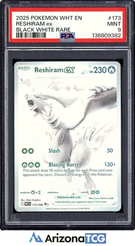 Pokemon 2025 Reshiram ex 173/086 Black White Rare White Flare English PSA 9