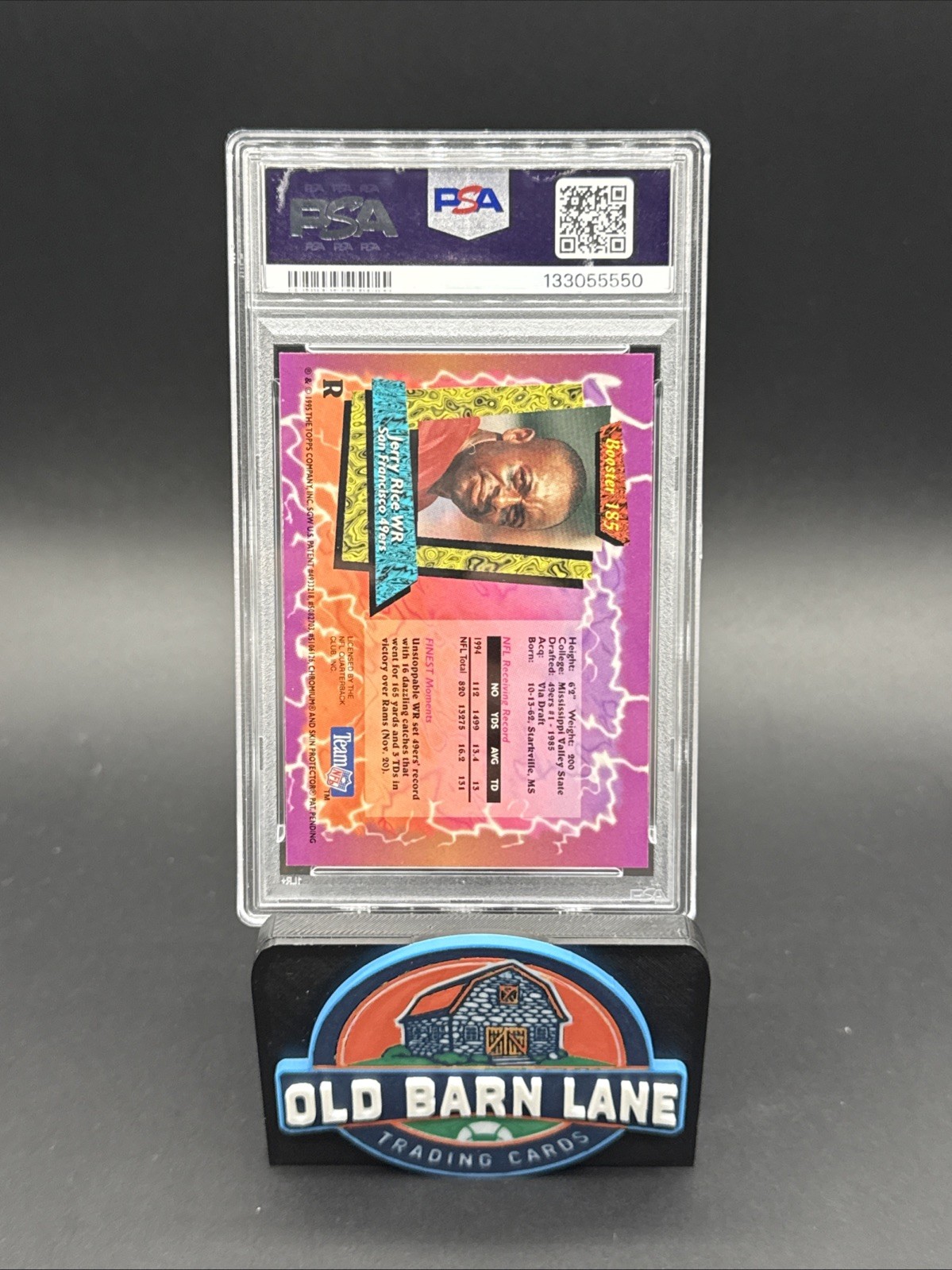 Jerry Rice 1995 Topps - Finest Boosters #185 Refractor 49ers PSA 8 view 2