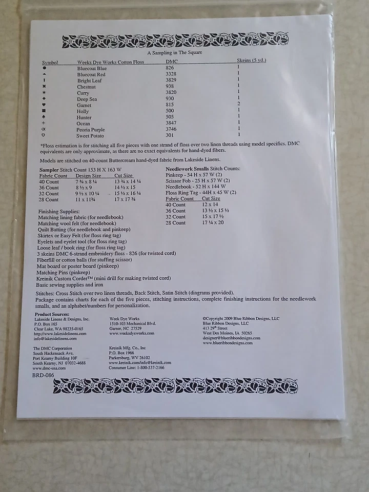 Blue Ribbon Designs Cross Stitch Pattern A Sampling In The Square - Image 3 of 3