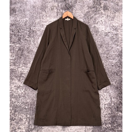 Eileen Fisher Coat Large Womens Green Tencel Lightweight Long