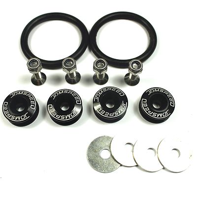 JDMSPEED Black Universal Trunk Quick Release Fastener CNC Billet Bumper Kit