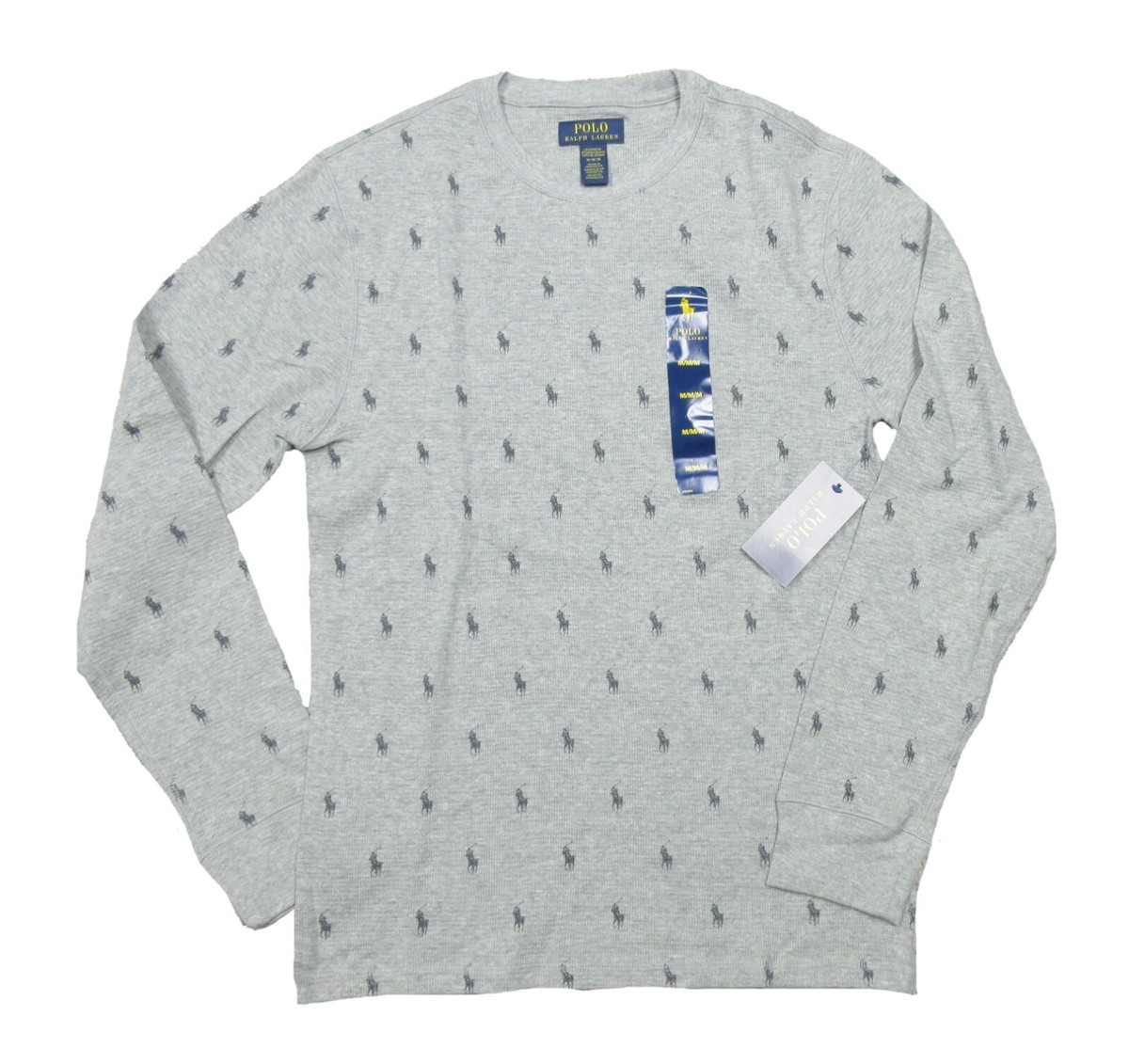 Polo Ralph Lauren Men's Grey All Over Pony Logo Waffle Knit