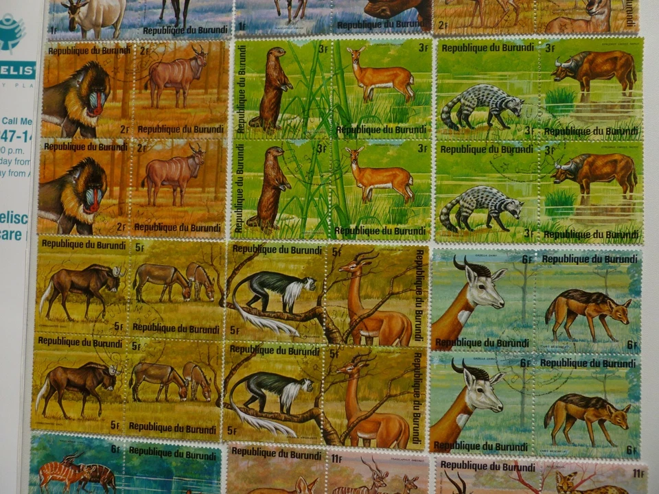 1975 Burundi Sc #479-484 Wild Animals 12 Blocks of 48 stamps Black Font - Image 3 of 4