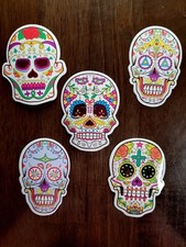 STICKERS x 5 Sugar Skull Large Sticker Dia de Los Muertos SK5