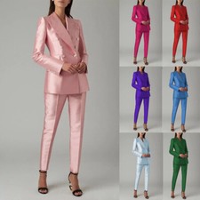 Satin Women's Suit Double Breasted Leisure Mother of the Bride Workwear Slim Fit