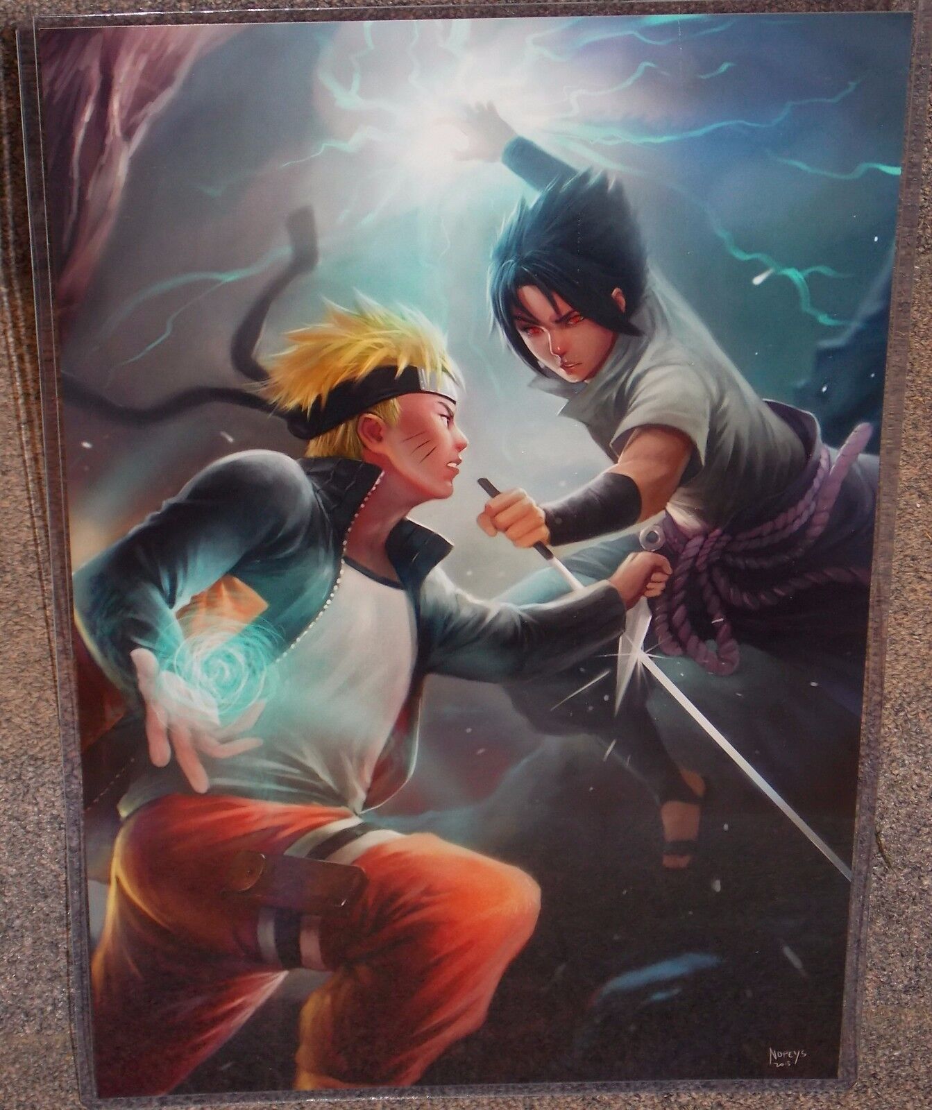 Naruto vs Sasuke Glossy Art Print 11 x 17 In Hard Plastic Sleeve