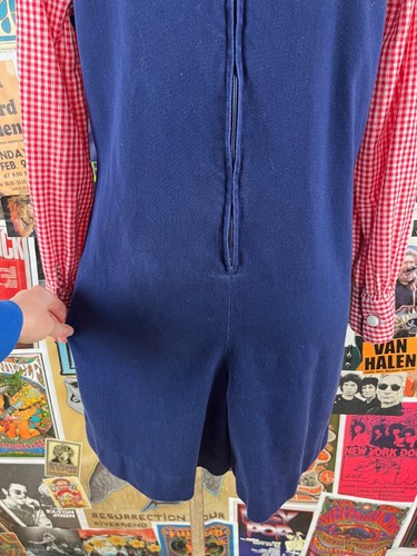 Vintage 60s-70s Pied Piper Blue Red Gingham Long Sleeve Romper Womens Retro - Picture 13 of 16