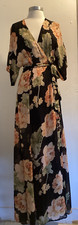 Reformation black floral semi sheer wrap dress sz XS