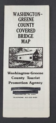 1970s Washington Greene Co PA Covered Bridge Map Vintage Travel Brochure