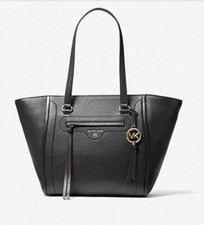 BNWT MICHAEL KORS Black Carine  Medium  Pebbled Tote Leather Bag