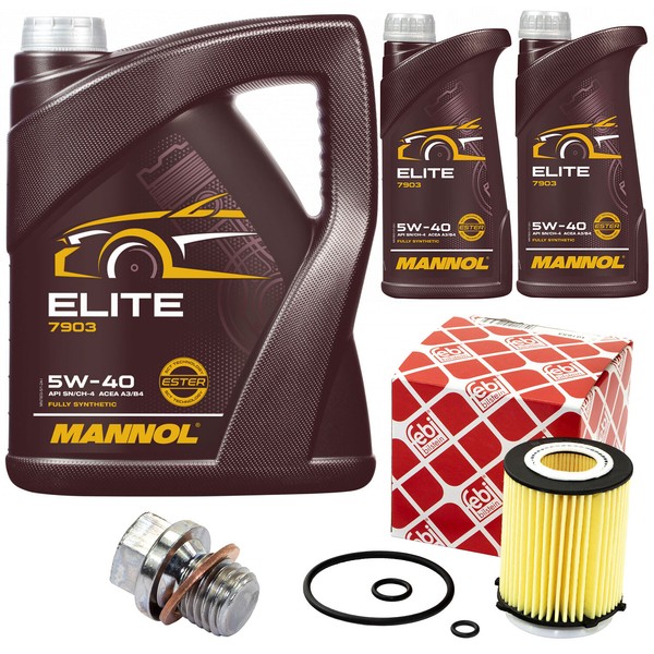 MotoröL Set Mannol 5W40 7 Liter + ÖLfilter + Schraube FüR Mercedes C-Klasse W204-image