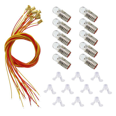 10 Stk. warmweiße/weiße  4.5mm LED Schraubbirne und Standfuß E5 E5.5 12V-14V DC