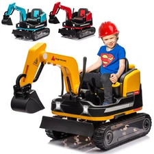 Yellow/Red/Blue 2IN1 12V Battery Kids Ride On Excavator Bulldozer 360° w/Remote