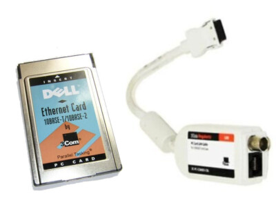 3Com EtherLink III PCMCIA Ethernet LAN PC Card 3C589C + Dongle Cable Dell