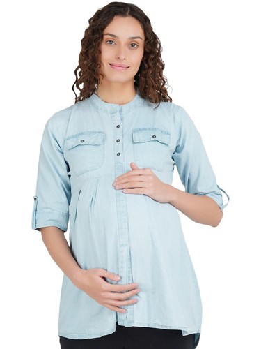 Top Grossesse A-GLOW Taille S - Denim évasion, Manches 3/4, Neuf Avec étiquettes, 95% Rayon
