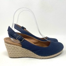 Vionic Coralina Espadrilles Wedge Blue Womens 6.5