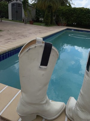 Acne Studio WHITE LEATHER WESTERN COWBOY BOOTS S Sz 37 MADE IN