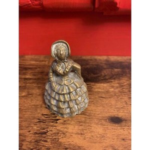 Vintage Brass Lady in Crinoline Dress 3.5 Inches Heavy Collectible Figure EUC