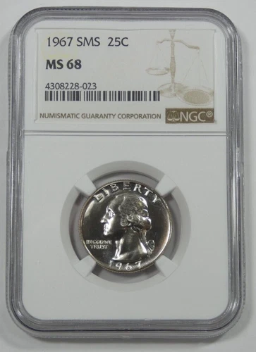 1967 Washington Quarter SMS CERTIFIED NGC MS 68