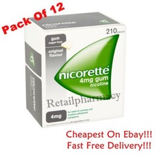 Nicorette Gum Original Flavour 4mg of 210 gum available in 12 Pack Exp-2027