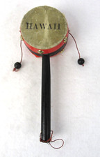 Vintage Souvenir Pellet Drum Hawaii Musical Percussion Folk Instrument