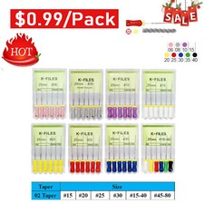 6pcs Limas endod nticas dentales de acero inoxidable K-File Uso manual 25/21mm