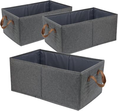 Pack of 3 Large Capacity Storage Bins Closet Organizer System, Sturdy Foldable S