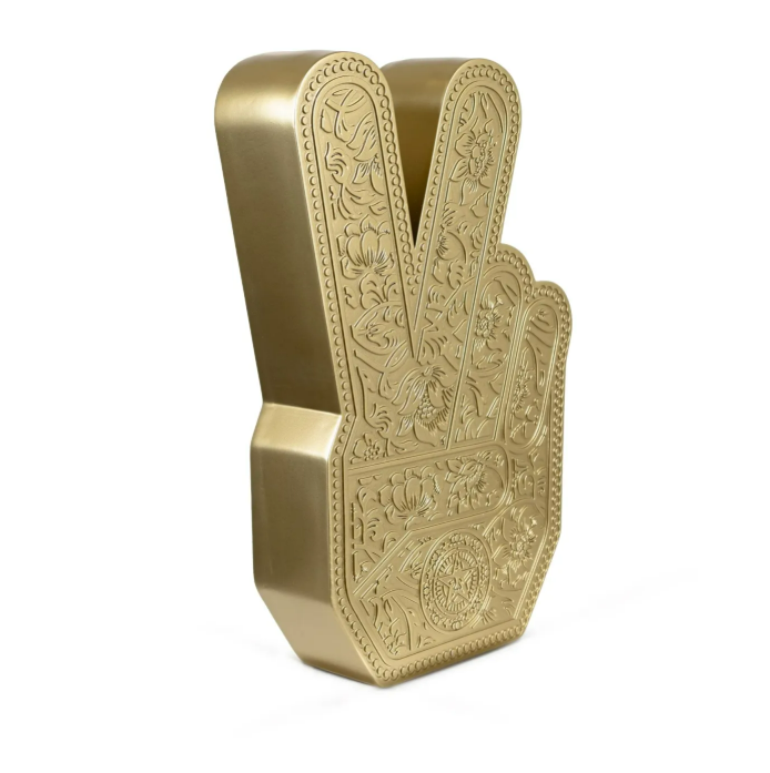 Shepard Fairey GOLD Peace Fingers Sculpture LE250 Sealed Beyond