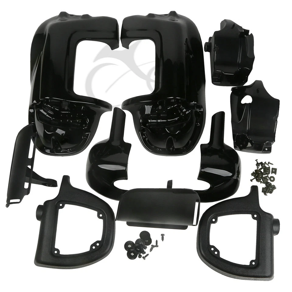 Carenado de pierna ventilado inferior negro apto para Harley Touring Road King Electra Glide EE. UU. Foto 2 de 4