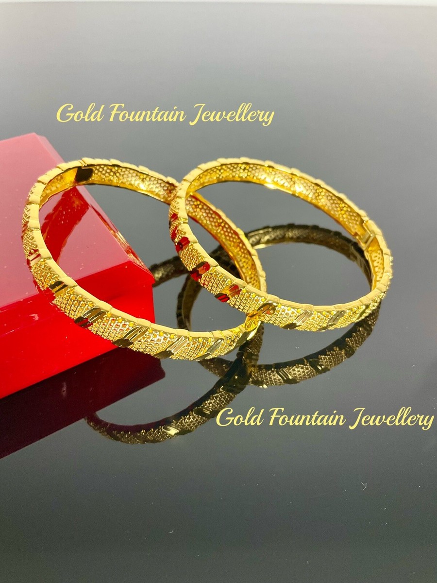 22K 22Ct, Set Of Adult Size Gold Filled Bangles, Bracelet 29g