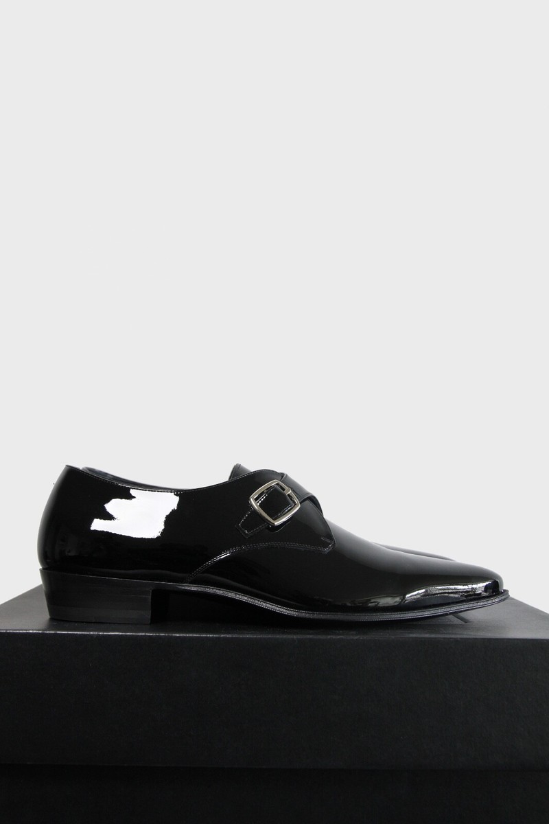 Celine Single Buckle Patent Leather Derby Shoes Hedi Slimane