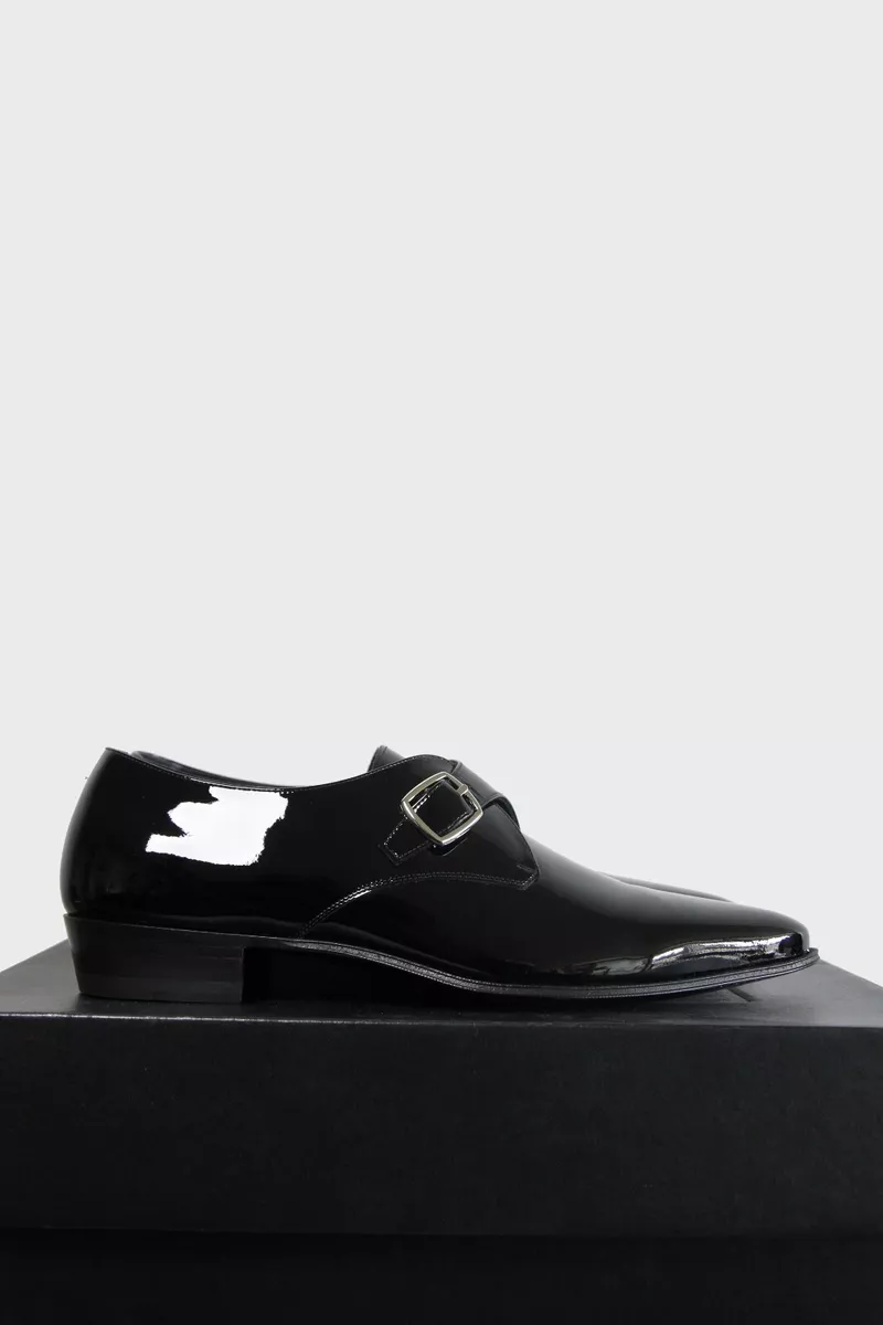 Celine Single Buckle Patent Leather Derby Shoes Hedi Slimane Saint