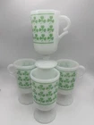 1950s Lucky Shamrock Milk Glass Irish Coffee Mugs Vintage St. Patrick’s Day Cups