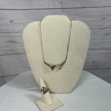 Vintage Emmons Choker Necklace Ring Matching Set Jens Von Edler Goldtone