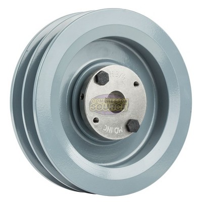 Cast Iron 6.25'' Dual Groove Pulley Belt B Section 5L with 3/4'' Sheave Bushing