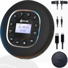 KLIM Journey Portable CD Player with Bluetooth, FM Radio, and Headphones