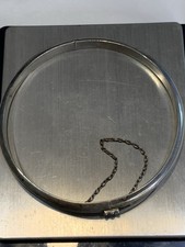 Sterling Silver Hinged Bangle Bracelet 5mm Wide Safety Chain 925