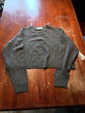 No Boundaries NOBO Cropped Dark Gray Cable Kn...