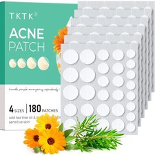 TKTK Hydrocolloid Acne Patches, Pimple 180 Count Pack of 1 , Clear-180