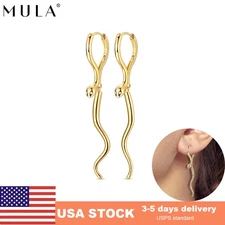 MULA European Women Hoop Earrings Golden AAA CZ King Snake 925 Silver Jewelry