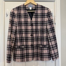 Vintage Pendleton Blazer Women s Sz 6 Blue Pink Plaid Preppy Academia Classic