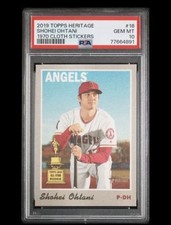 SHOHEI OHTANI 2019 TOPPS HERITAGE GOLD CUP 1970 CLOTH STICKERS PSA 10 * Q6995