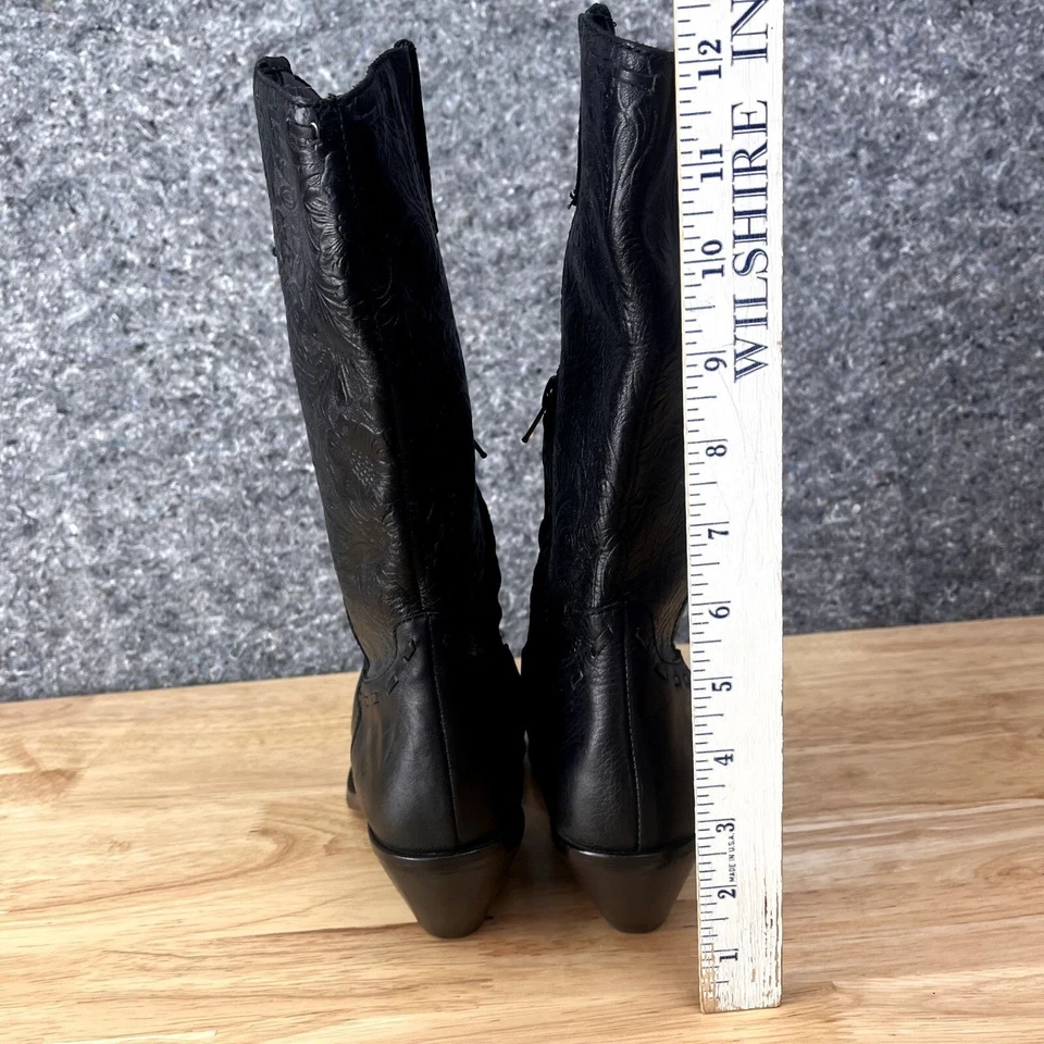 Coldwater Creek Boots Womens 6.5M Black Vintage Embossed Leather Cowboy Cowgirl - Image 4 of 4