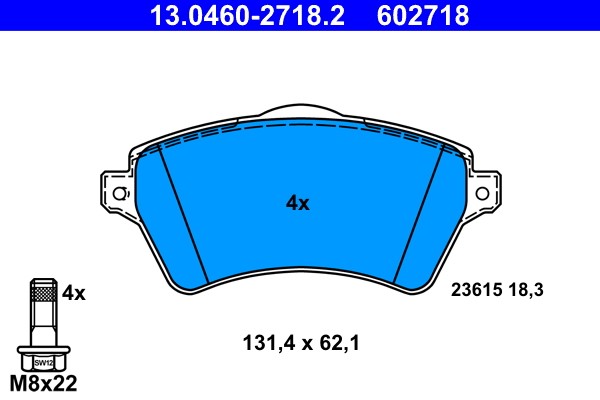 13.0460-2718.2 ATE Brake Pad Set, Disc Brake for Land Rover